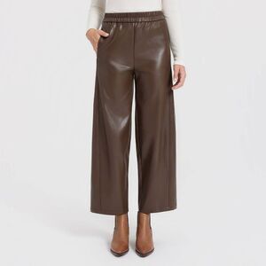 A New Day - Women's Mid-Rise Barrel Leg Faux Leather Pull-On P Brown